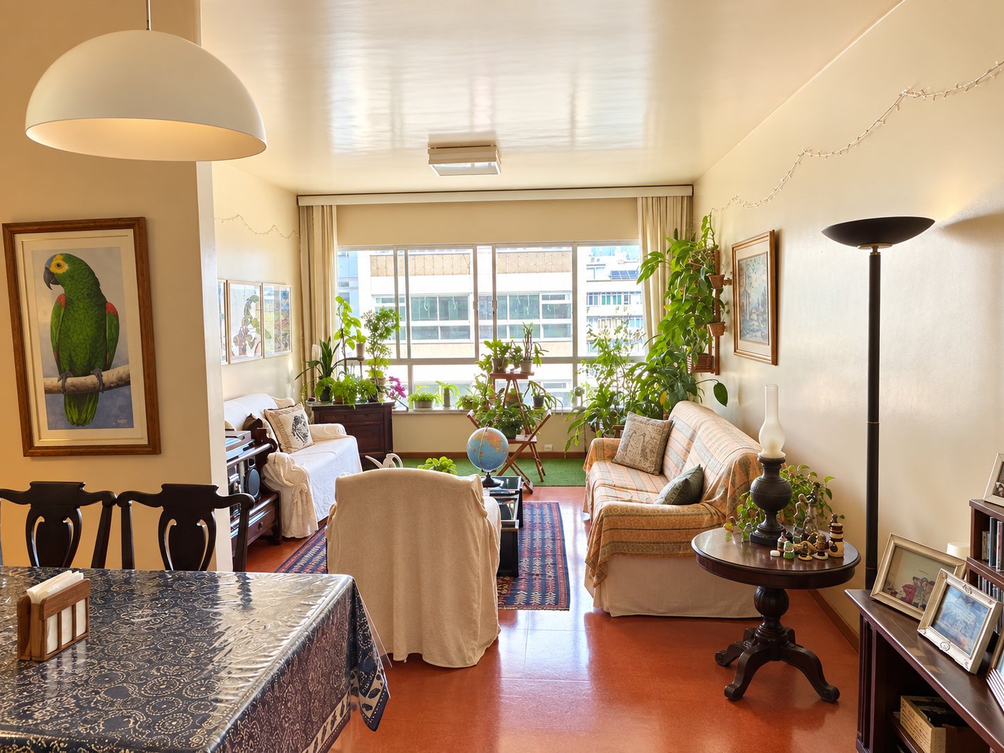 Depois: sala de estar em Ipanema