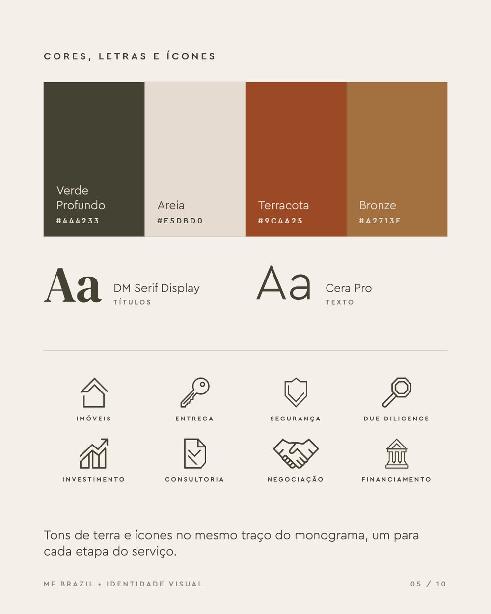 Cores, letras e ícones