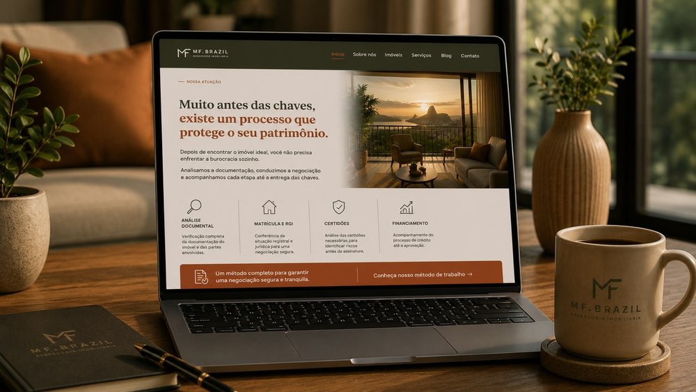 Landing page da M.F. Brazil no notebook