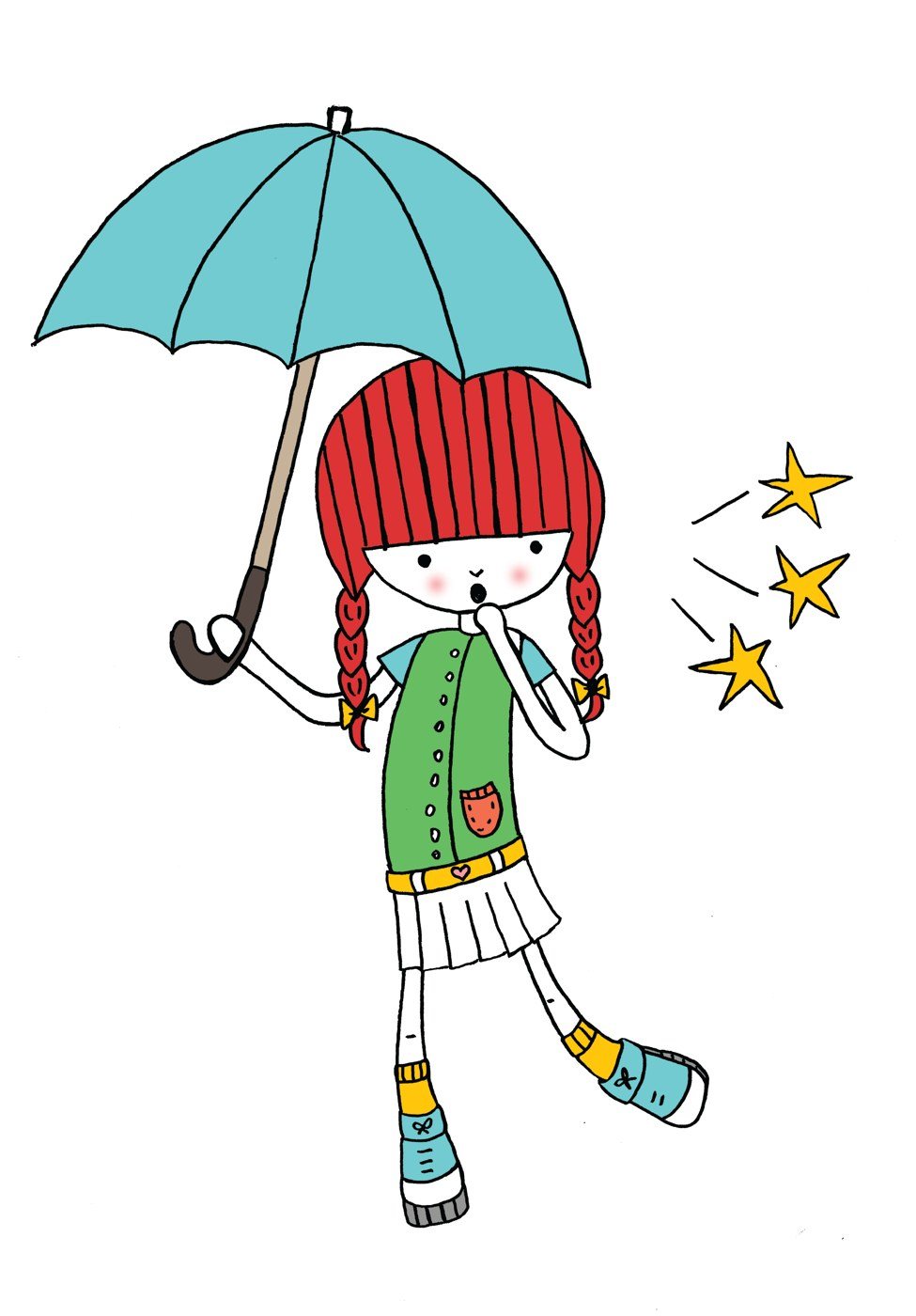 A Vivian colorida, de guarda-chuva