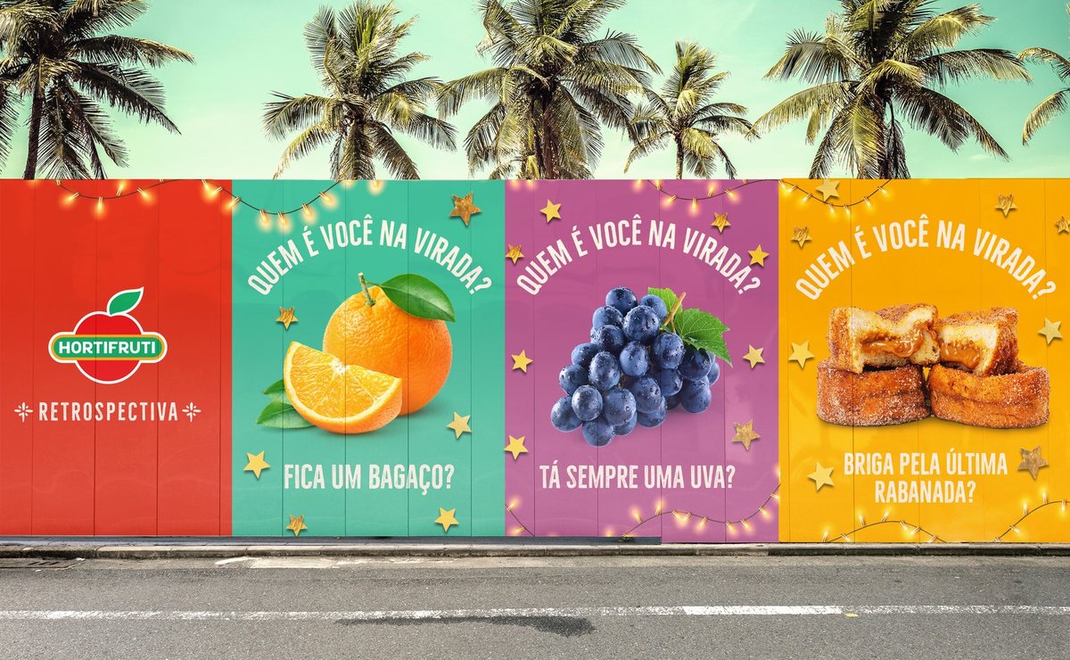 Fica um bagaço? Tá sempre uma uva? Cada cartaz era um jeito de passar a noite de 31.