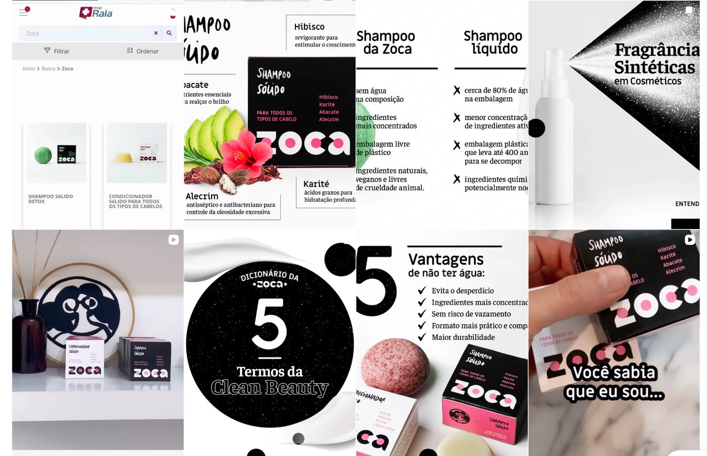 O feed da Zoca antes: produto e informação em preto e branco