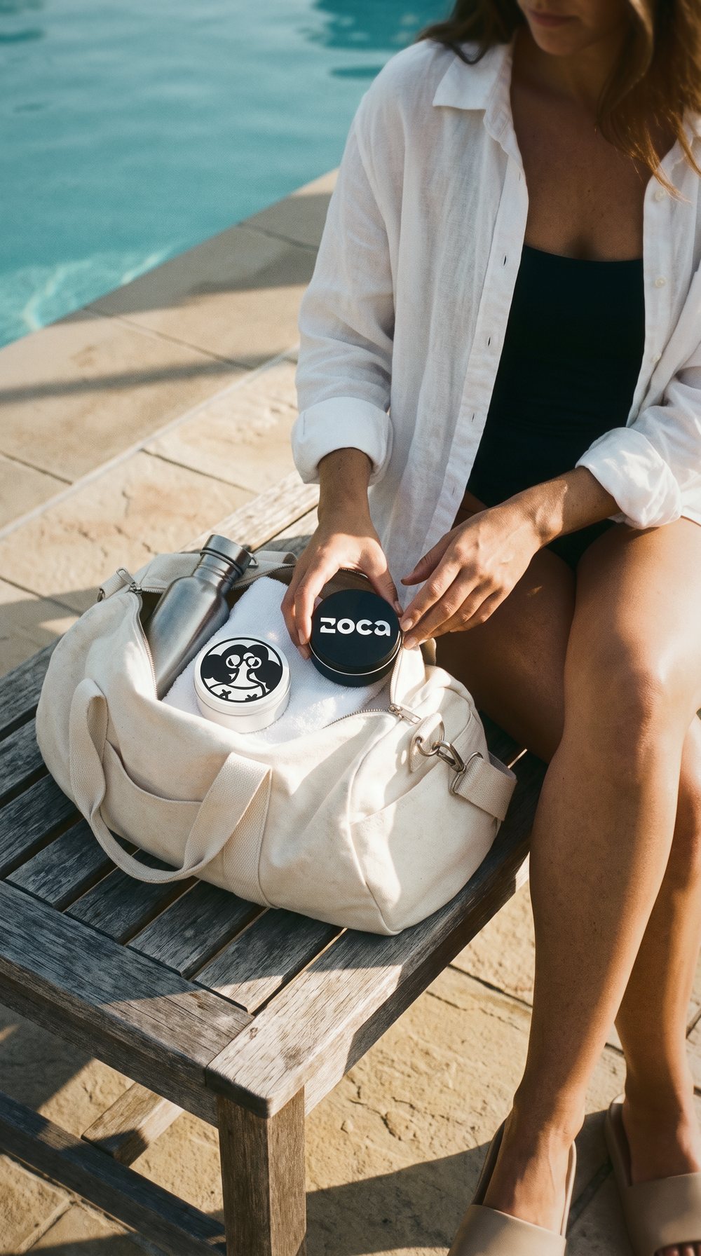 Helena no clube abrindo a lata Zoca na bolsa