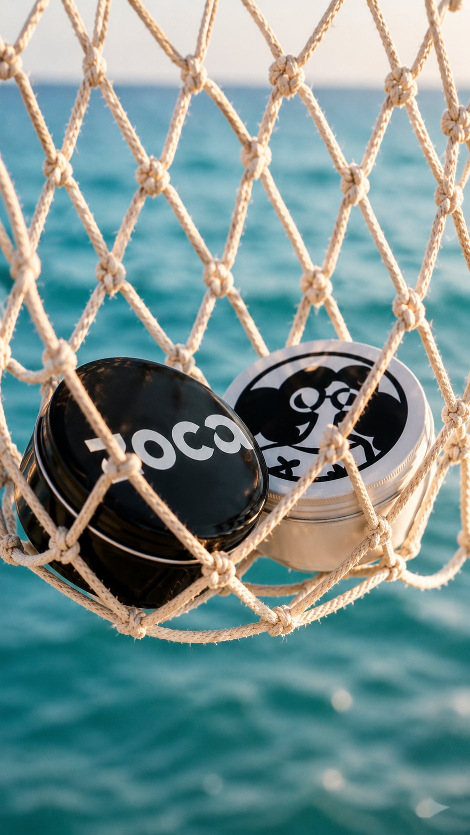 Latas Zoca na rede sobre o mar