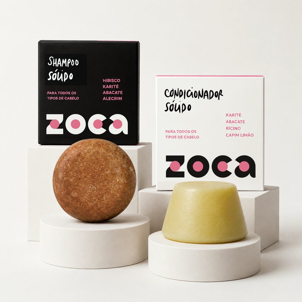 Kit shampoo e condicionador em pódios